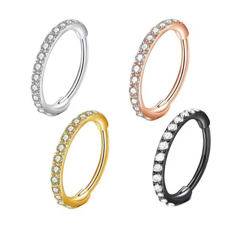 Body Jewelry Surgical Steel - Кольцо для носа 16G с прозрачными