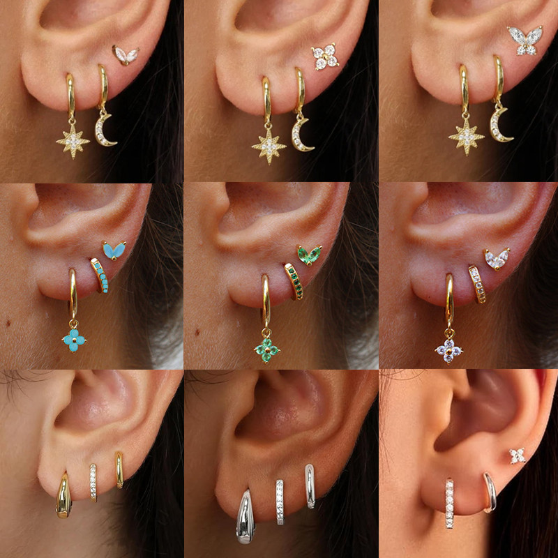 Body Jewelry Kit - 3 шт., набор серег-гвоздиков с кристаллами