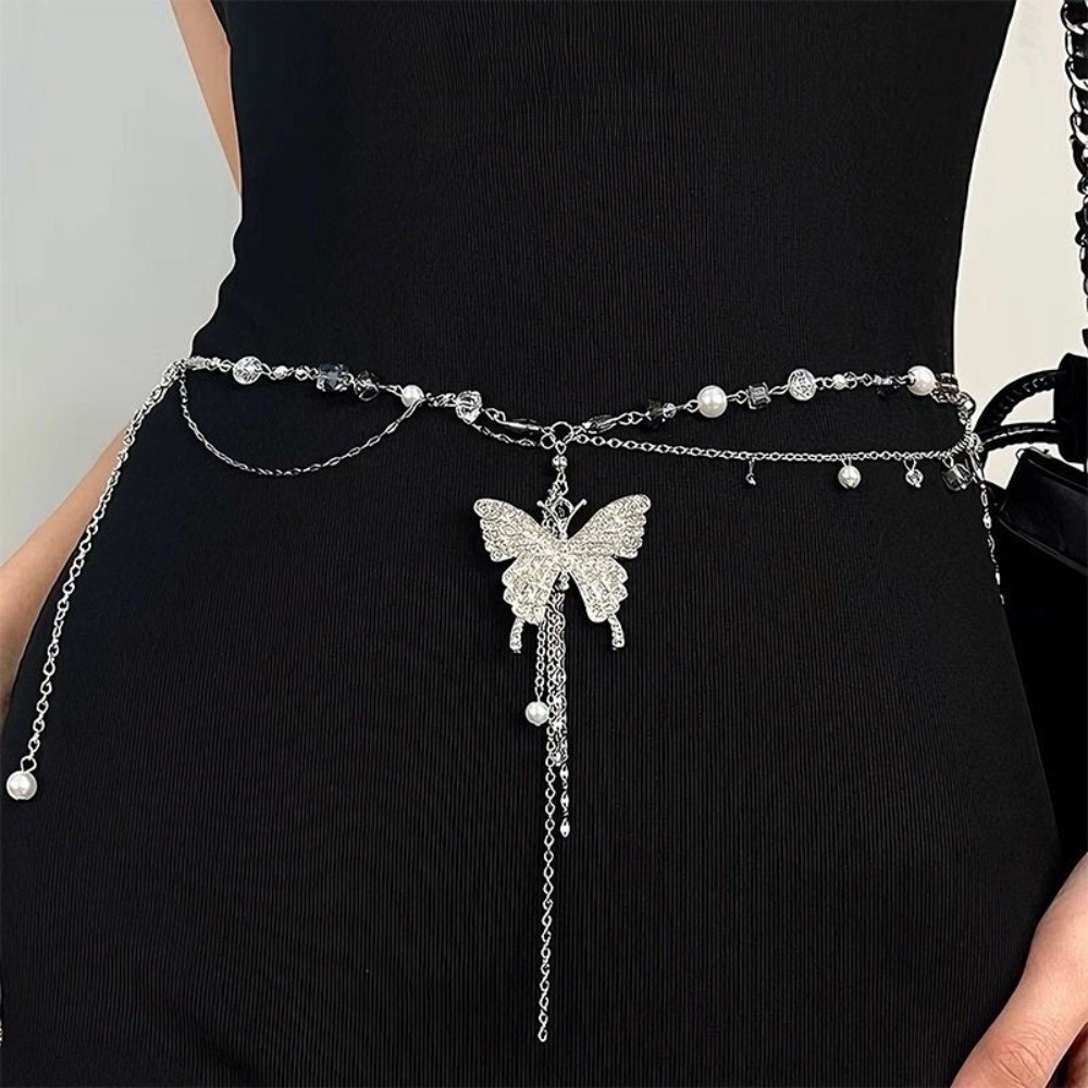 Body Jewelry Y2K - Многослойная геометрическая металлическая цепочка на талию