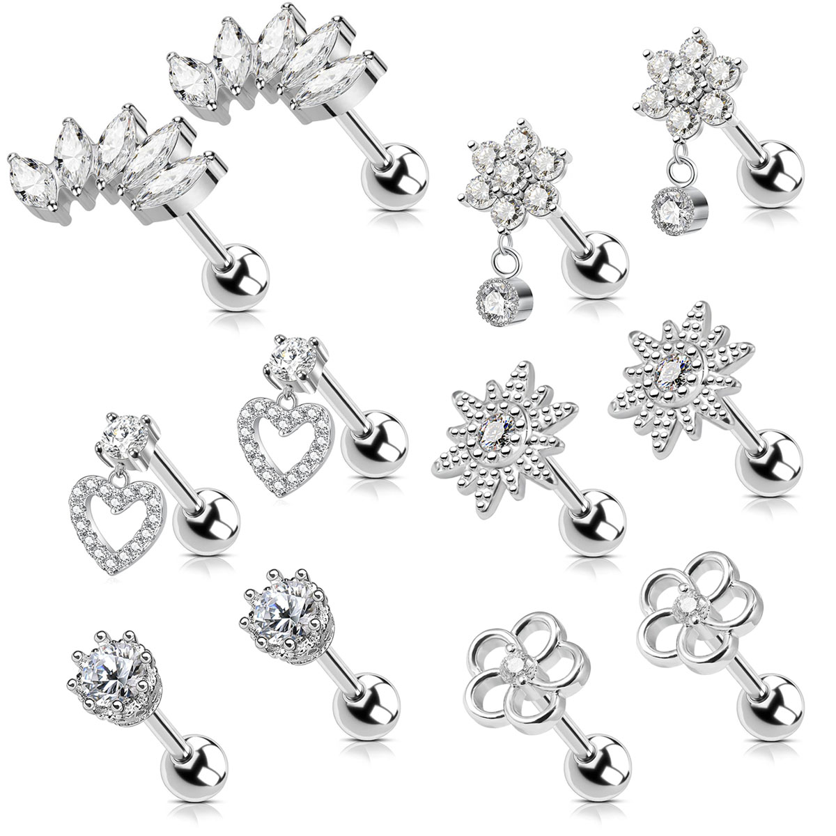 Body Jewelry Surgical Steel - 2 шт., серьги-гвоздики для хряща для
