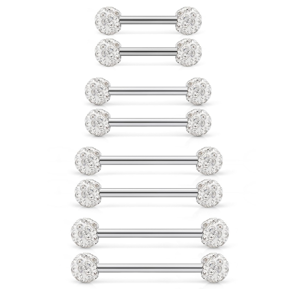 Tongue Barbell Straight - 8 шт 14G CZ выставленный шар