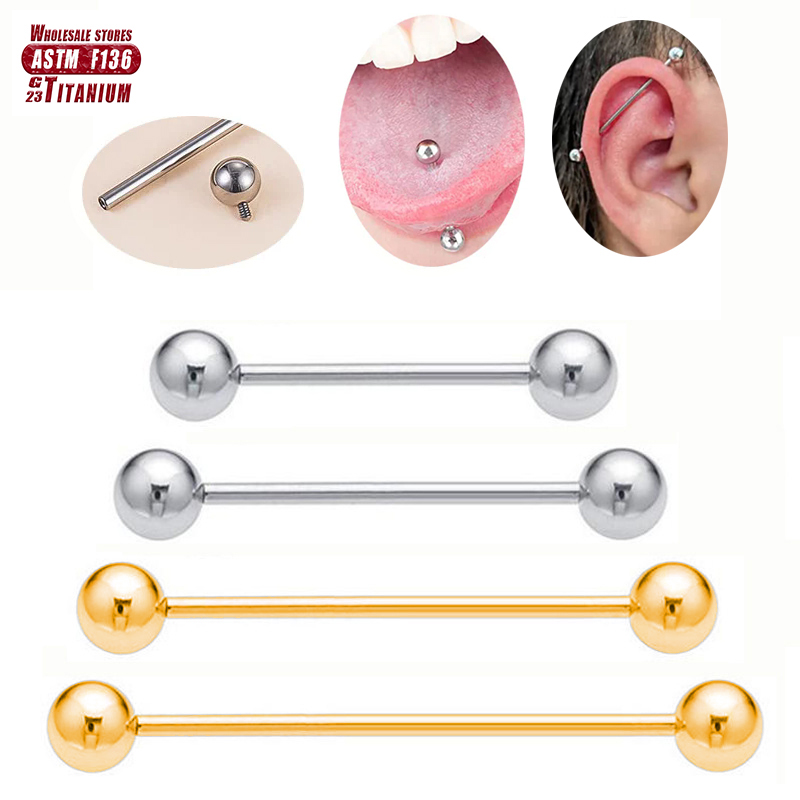 F136 Титановый пирсинг 14 г Ша – обзор и цена Tongue Barbell Straight