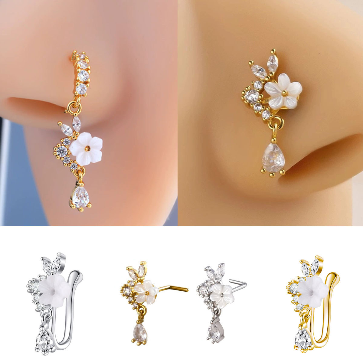 Золотое кольцо для носа с подв – обзор и цена Body Jewelry Surgical Steel