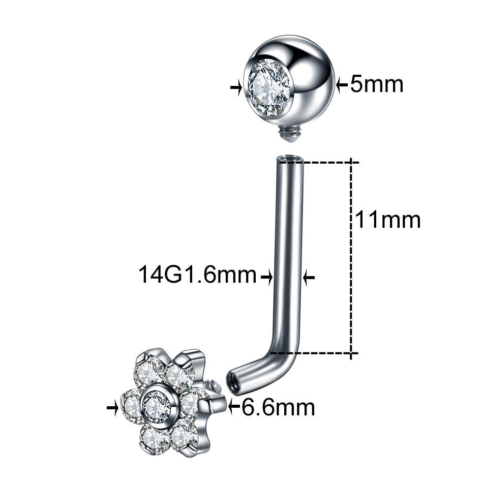 1 шт. 14 г титановый цветок Кр – обзор и цена Body Jewelry Vch