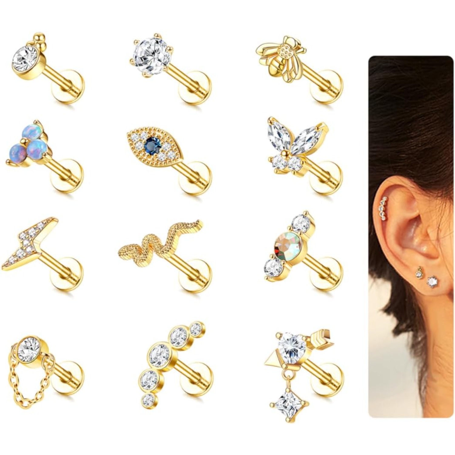 Bobisty 1 шт. серьги-гвоздики  – обзор и цена Body Jewelry Surgical Steel